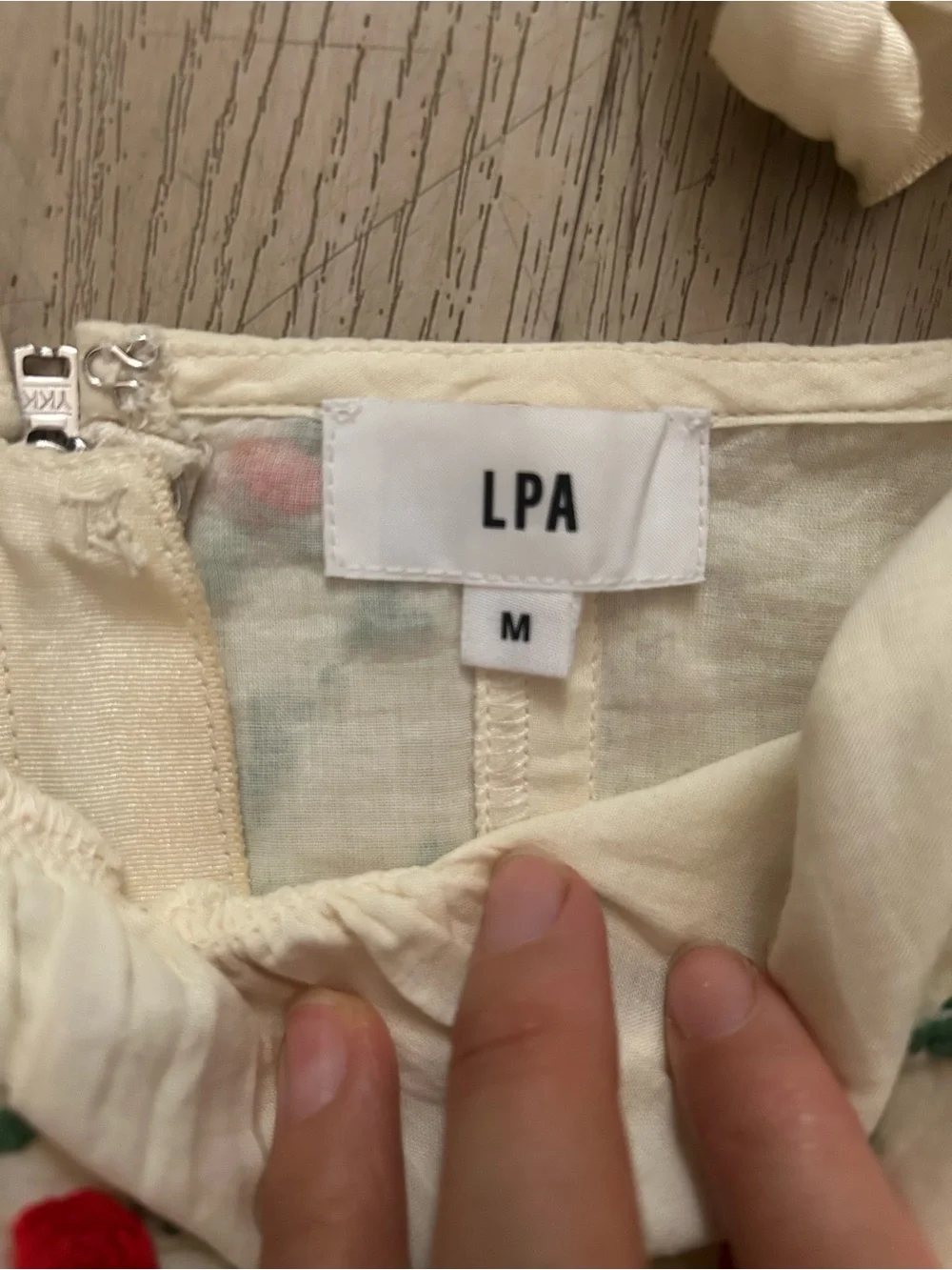 LPA White Embroidered V-Neck Corset Camisole with Red & Green Floral Detail - Picture 6 of 7